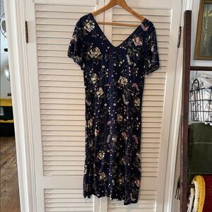 Old Navy Navy Floral Midi Dress